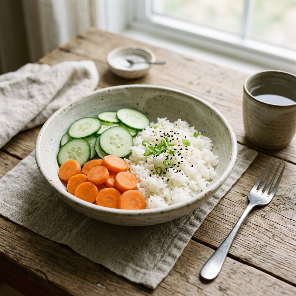 Soft Rice Cucumber Carrot Bowl