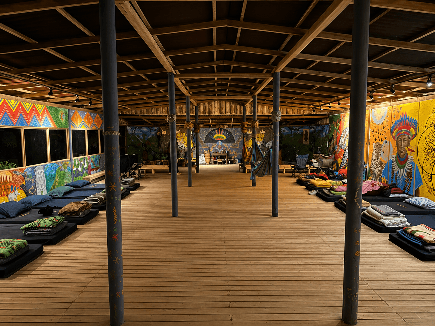 Medicine house prepared with mattresses before ceremony
