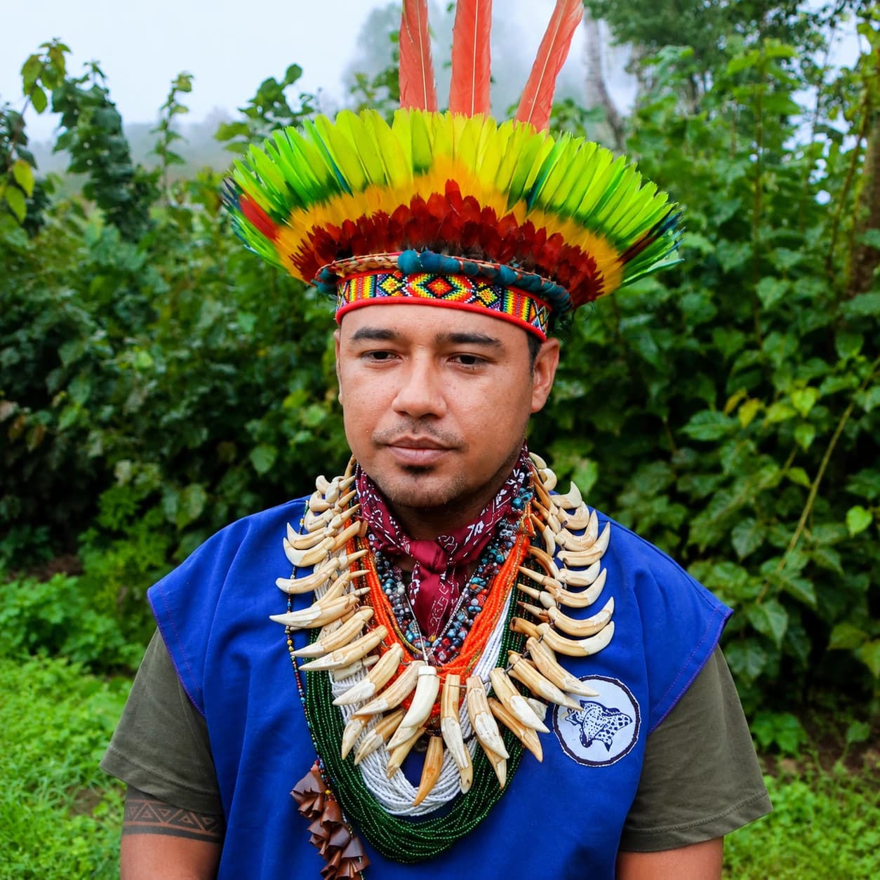 Taita Carlos Marmolejo in ceremonial regalia