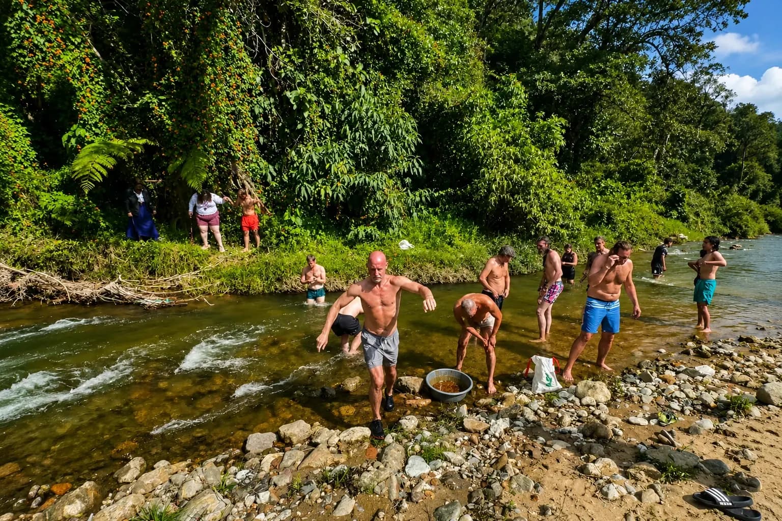 Camino al Sol retreat participants at the river
