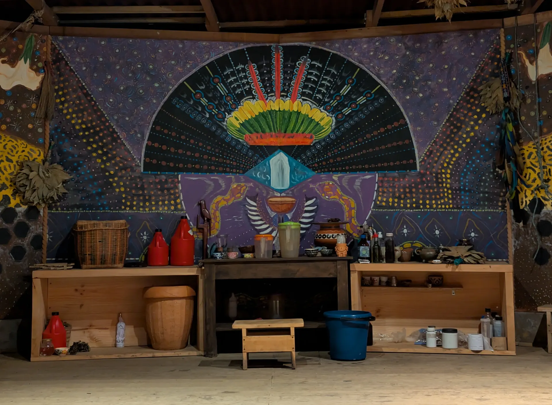 Sacred ceremonial altar with traditional elements