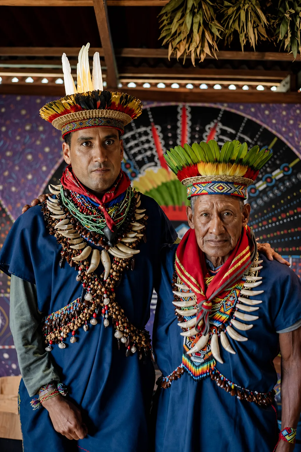Traditional Colombian Taita leading ceremony