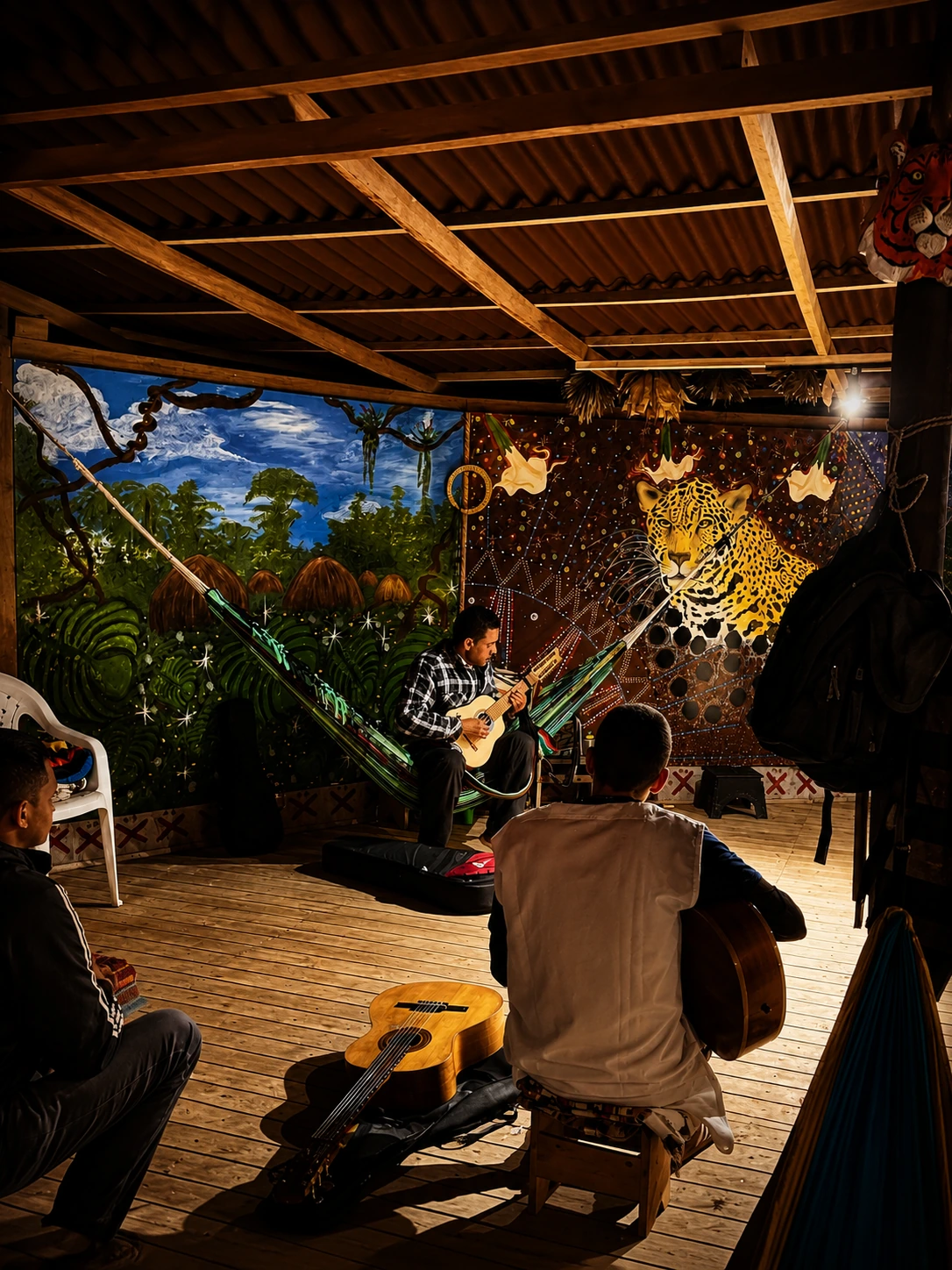 Diego performing medicine music in the medicine house