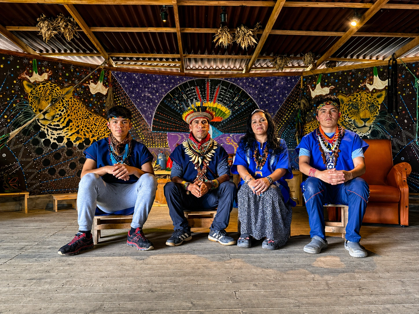 The Marmolejo family posed together in traditional attire
